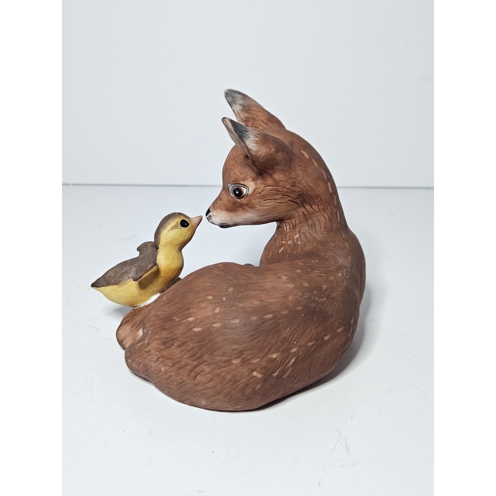 Vintage 1981 Franklin Mint Eva Dalberg Fawn Deer Duckling Figurine Friends